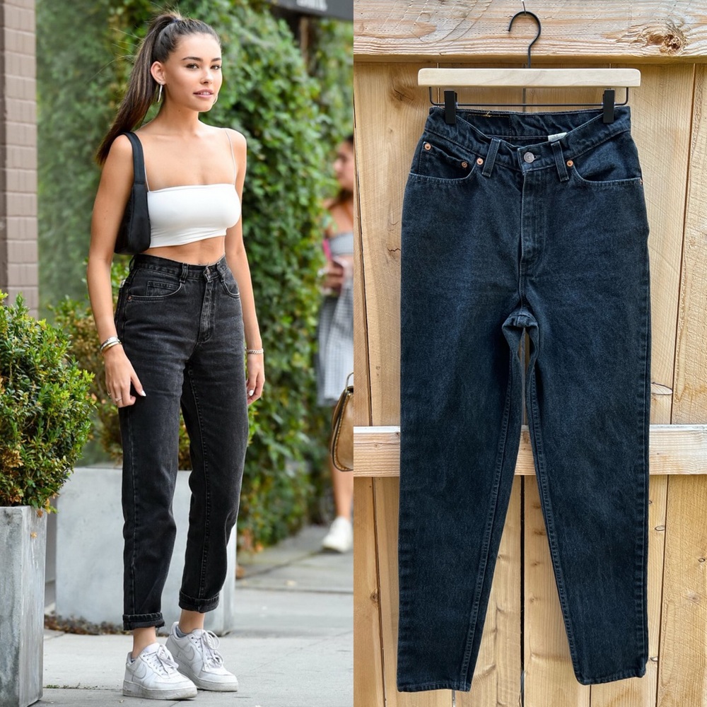 Vintage Levi’s 512 faded black high waist straight leg 90s mom jeans